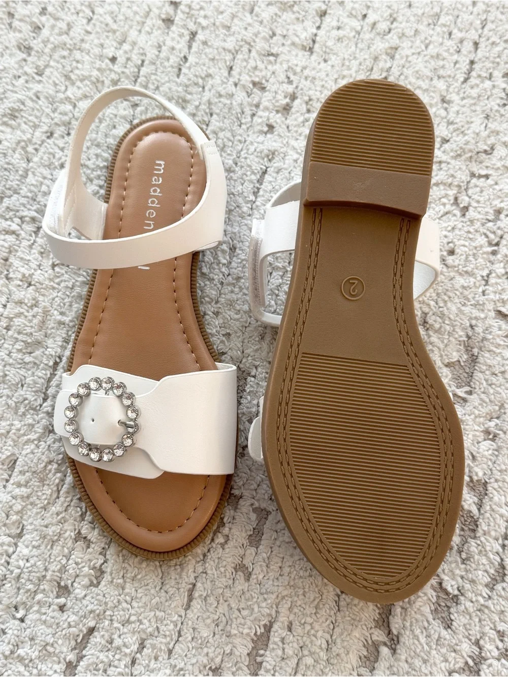 Madden Girl White Girls' Crystal-Accent Buckle Sandals